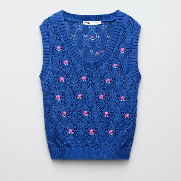 Zara Tops Zara Floral Embroidered Knit Top Poshmark